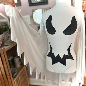 White Ghost Print Women's Top